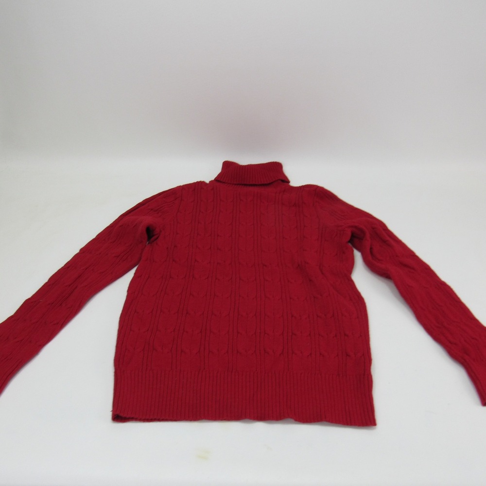St John's Bay Womens Turtleneck Sweater Red Cable‎ Knit Long Sleeve Med